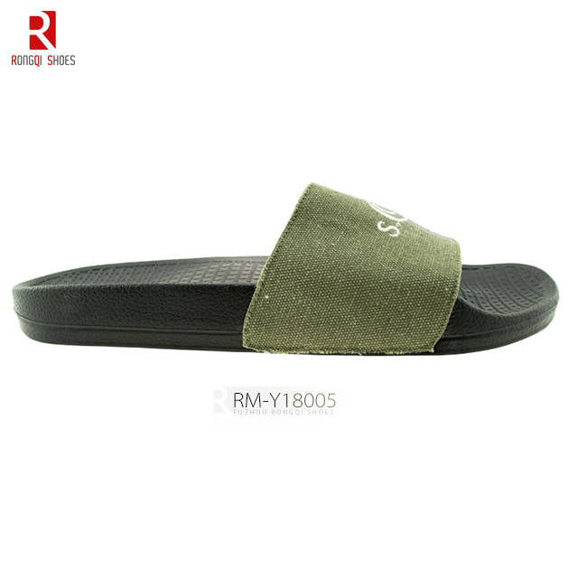High-quality men's embroidered PVC slide slippers