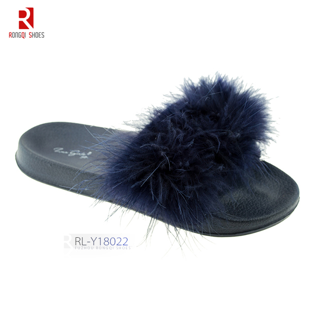 Latest design fur sliders for women