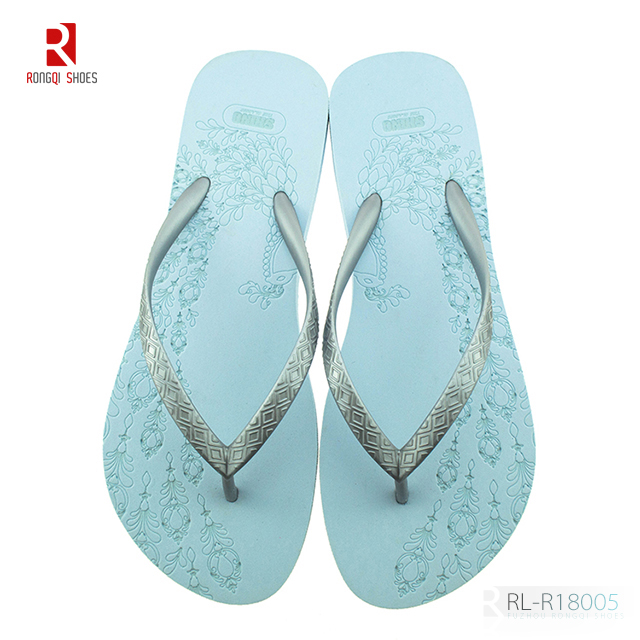 China latest design laser printing women EVA flip flops