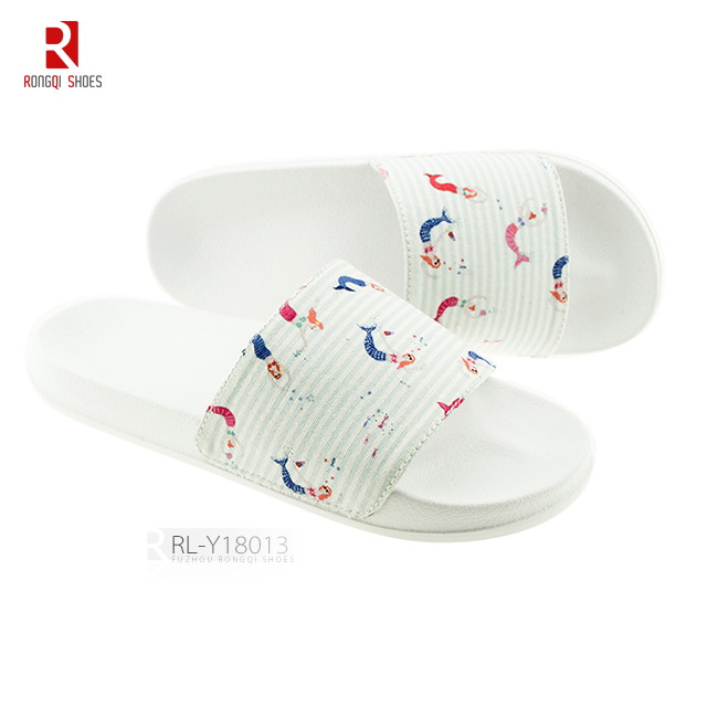 Fancy printed ladies' PVC slip-on slide slippers