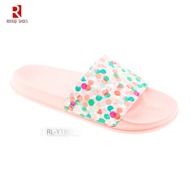 Latest design women's PVC printed slide sandals