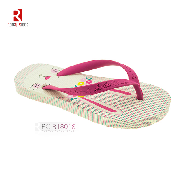 Slider beach girl's pe outsoft with wide rubber V straps flip-flop