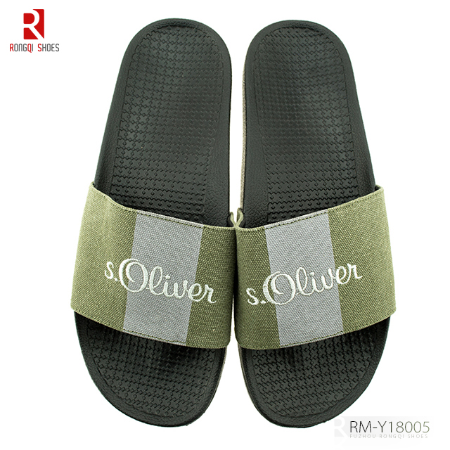 High-quality men's embroidered PVC slide slippers