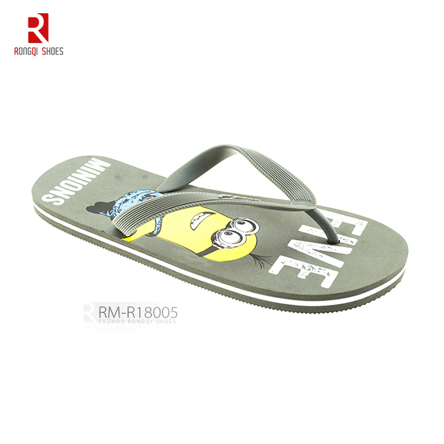 Cartoon durable printing outdoor summer men's PE flip-flops