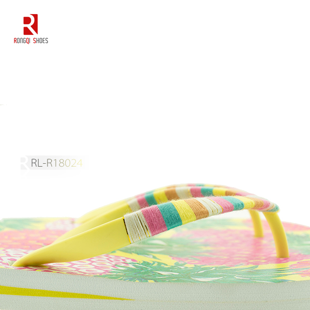 Colorful transfer printed upper weave beautiful flip flop