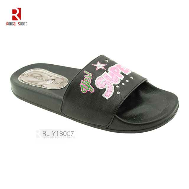 EVA sole with PU upper black simple slider slippers