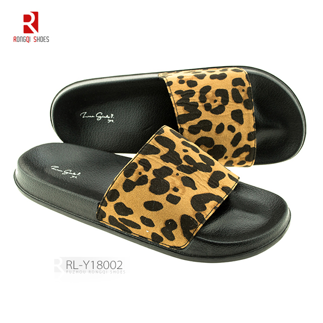 Custom Fashionable Leopard Printed Yellow/Black Women's Slider Slippers