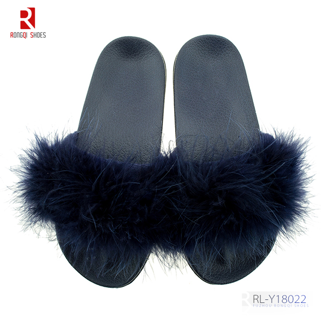 Latest design fur sliders for women