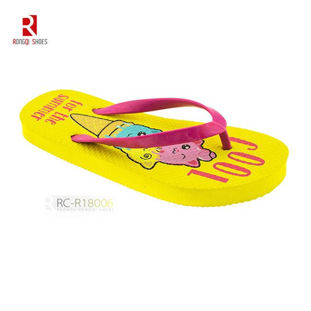 Cute lightweight custom printed kid's beach PE flip-flops