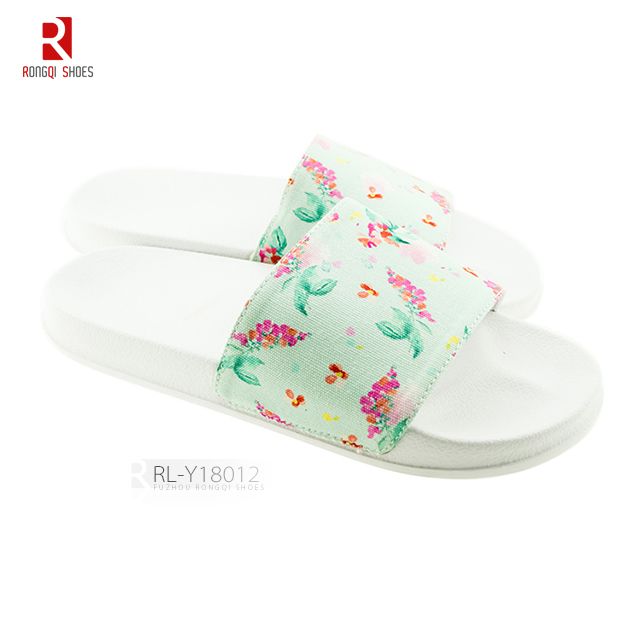 Ladies' printed upper PVC solo slide slippers
