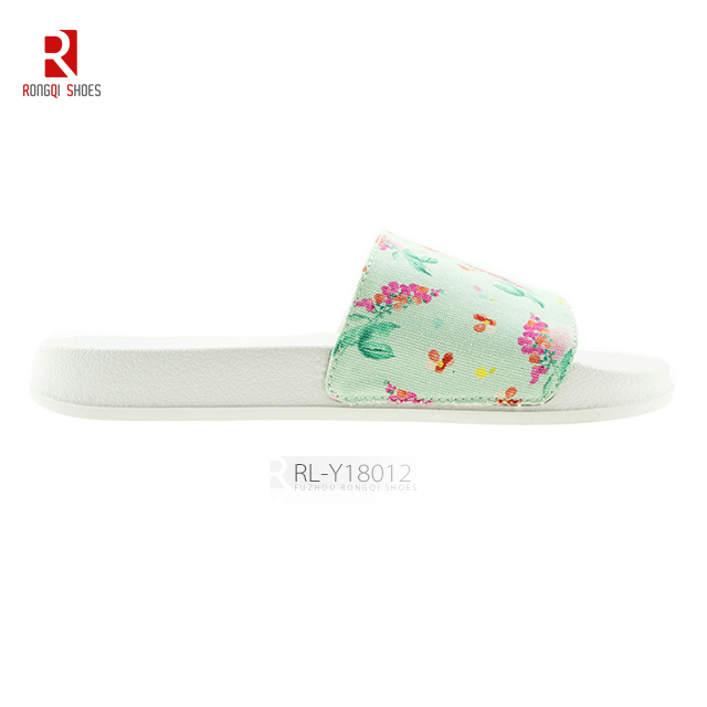 Ladies' printed upper PVC solo slide slippers