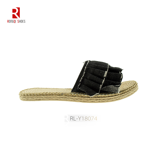 Fake jute bottom women slider slippers