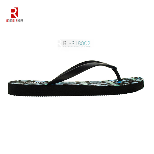 Elastic silk printed sole with customized logo women flip flop
