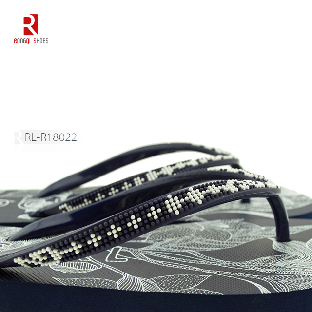 Decoration with pvc upper pe outsole cheap women flip flop