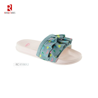 Sport Slide Sandal Comfort Lightweight Anti-Slip Home Slipper With Wavery Shape Fabric Uppper