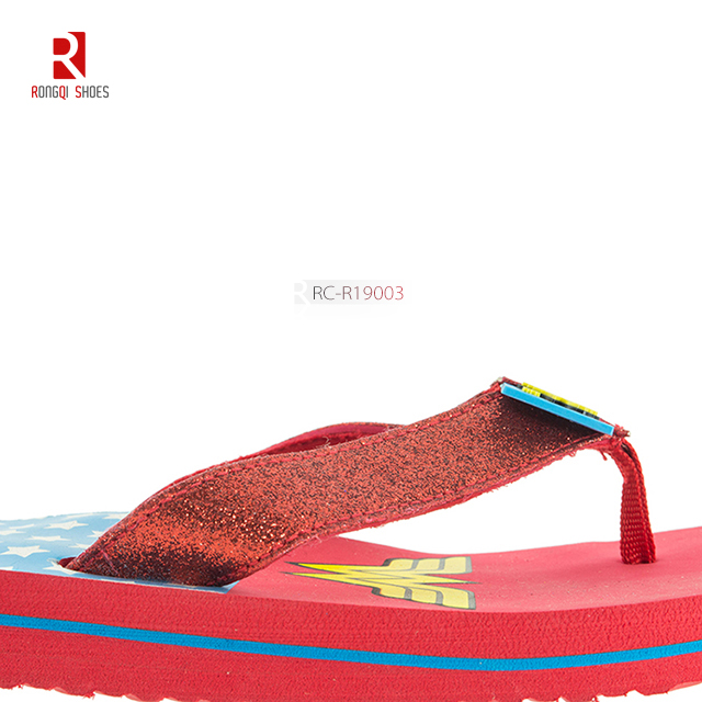 Hot sale slip on model colorful stars printed kids sizes open toe flip flop slipper
