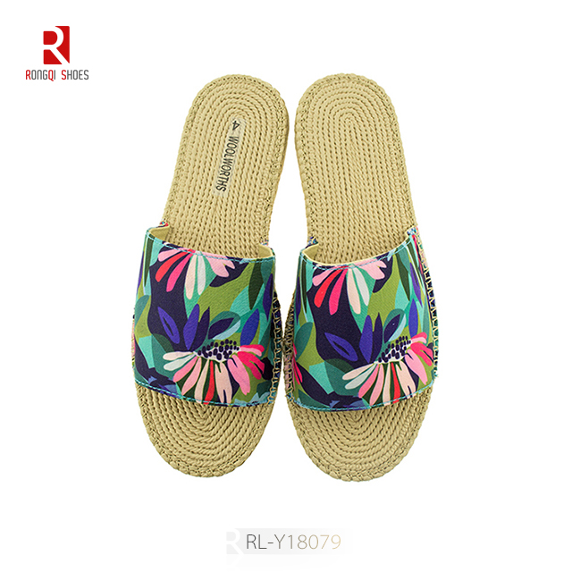 Upper fabric hemp sole wholesale cheap manufactory women slippers