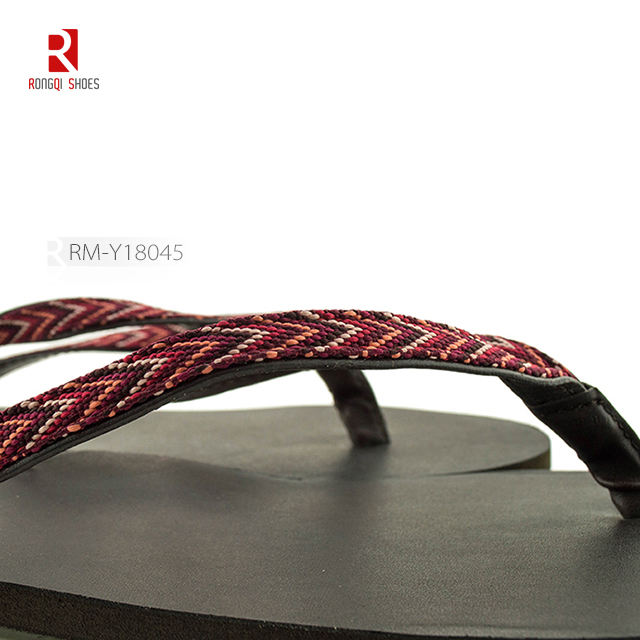 Wholesale Bohemia PU outsole beach slippers customized men flip flops