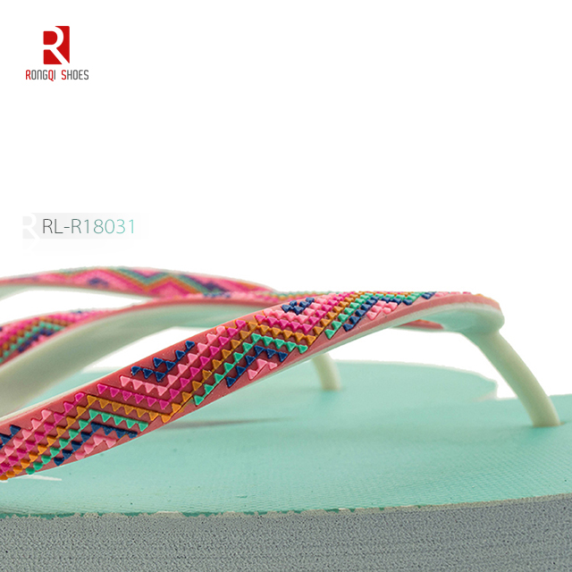Wholesale Bohemia style women customized beach PE flip flops