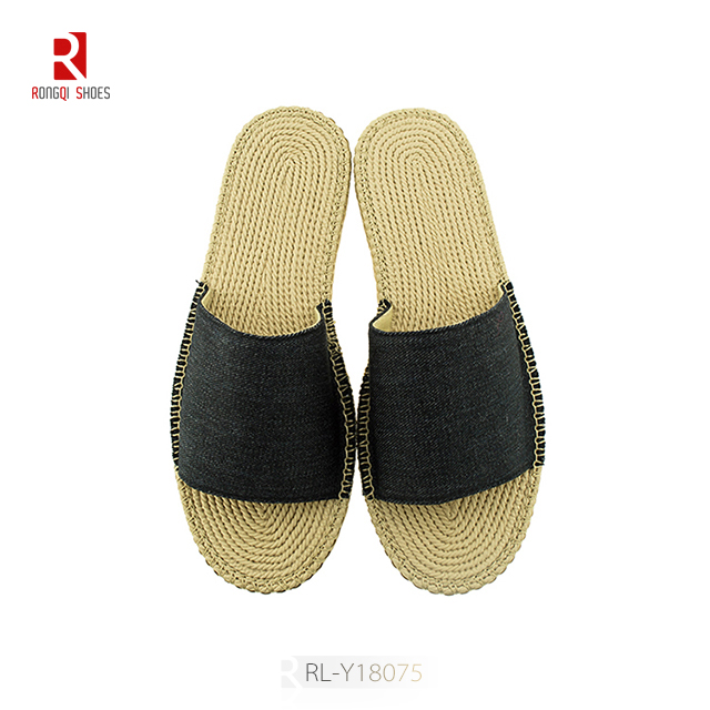 Wholesale EVA linen like finish outdoor customized slippers and home slides for women